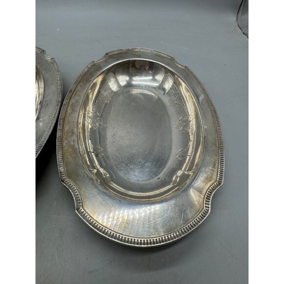 Vintage Oval Serving Bowls With Ornate Rim Detailing Set Of 2 oval 11.5" READ - Picture 2 of 16
